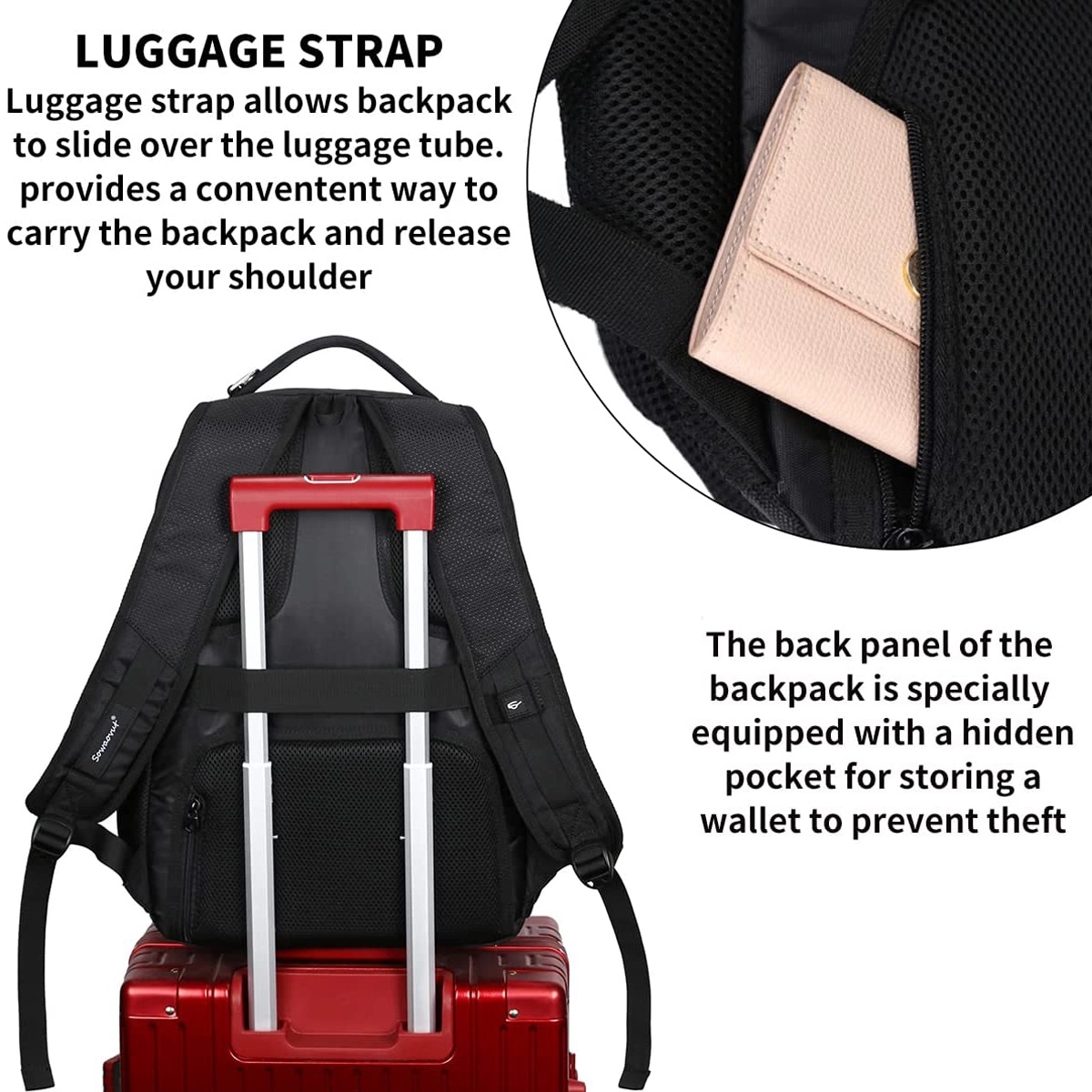 50L Large Capacity Travel Bag Fit 15.6 Inch Laptop Backpack 5
