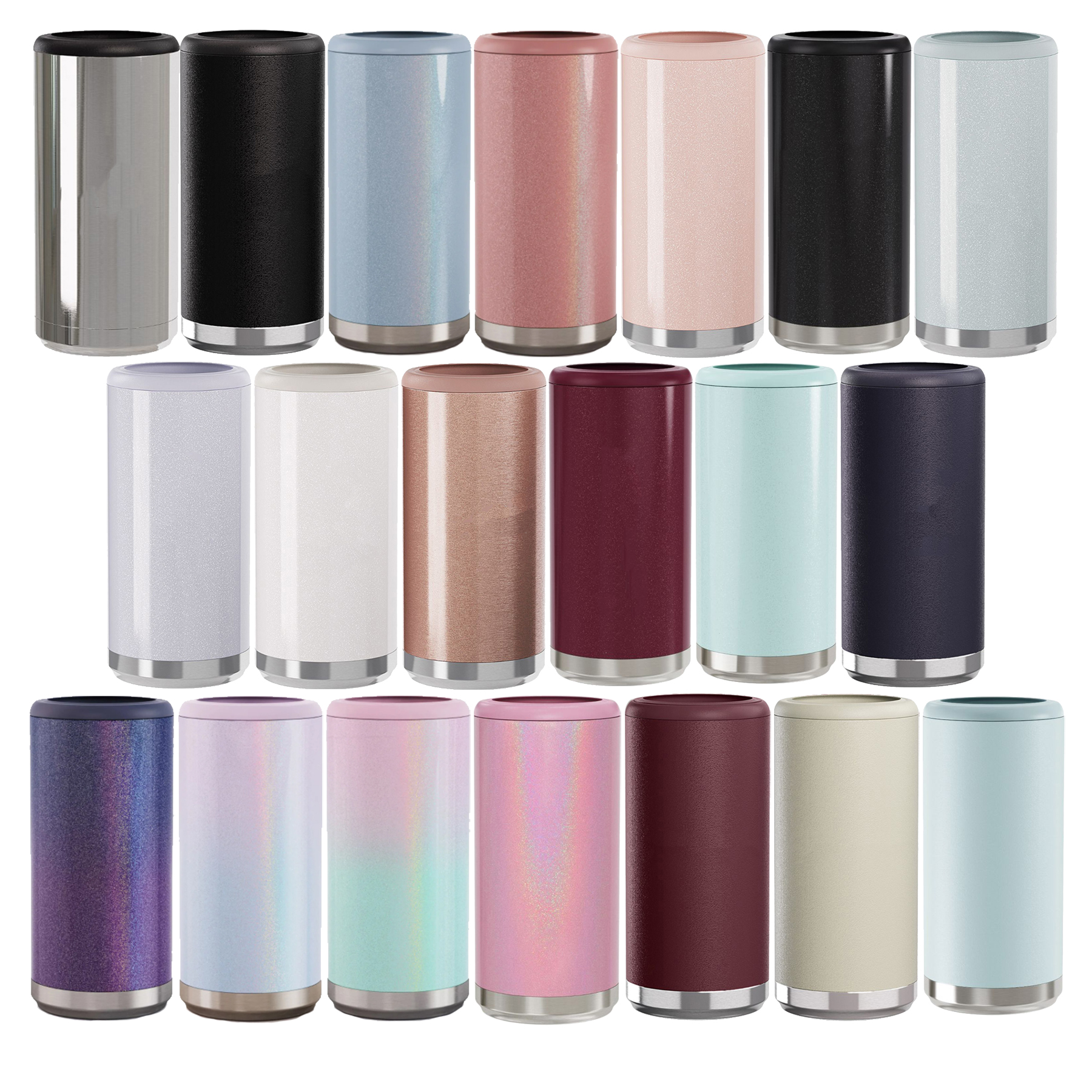 12 Oz. Glitter Sea Glass Maars Stainless Steel Skinny Can Cooler 3