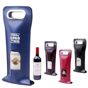 PU Leather Wine Bag With Buckle And Metal Handle 4
