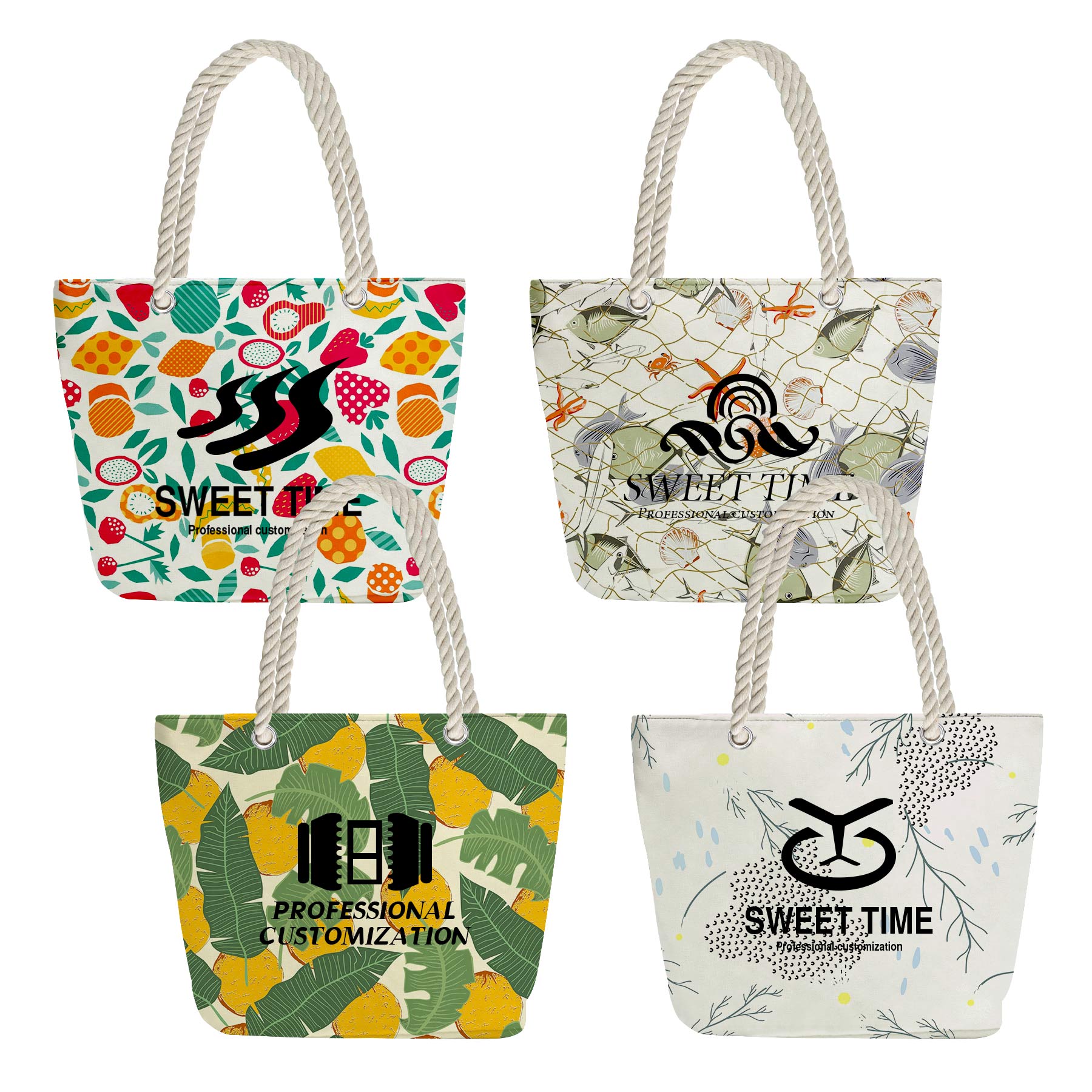 Large Canvas Tote Bag With Rope Handles, custom tote bag with logo imprint 2