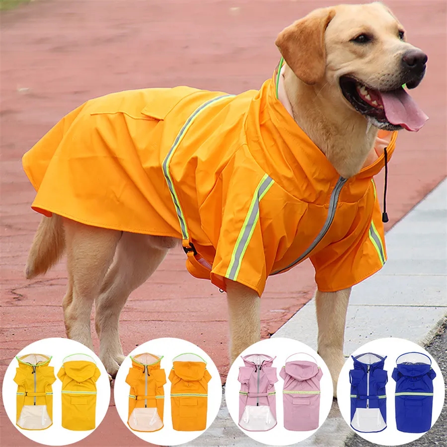 Raincoats for Large Dogs with Reflective Strip Rain 4