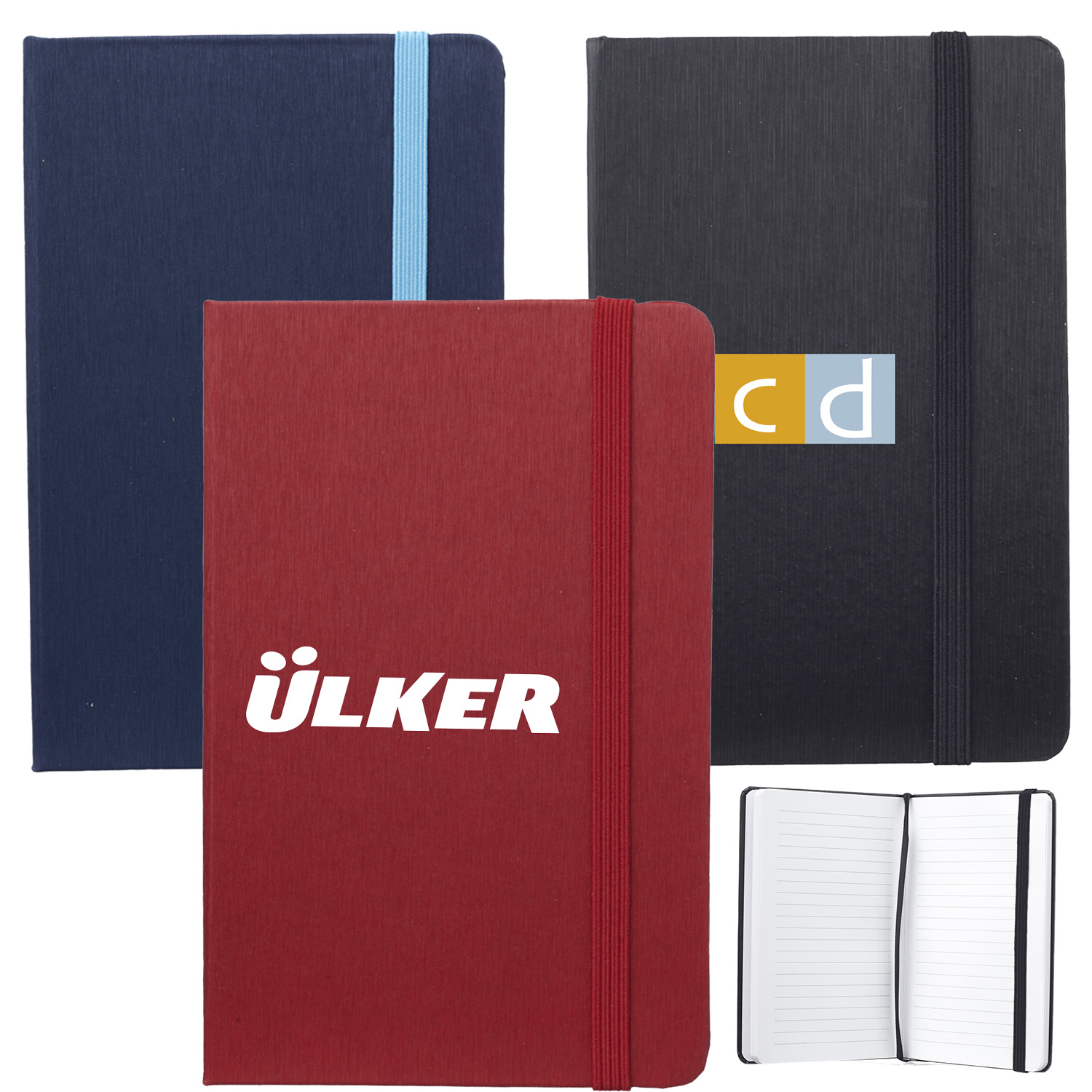 Hardcover Notebooks w/ Matching Color Elastic Band Notepad 3