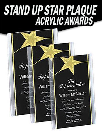 Acrylic Star stand up black/gold 5x7" 2