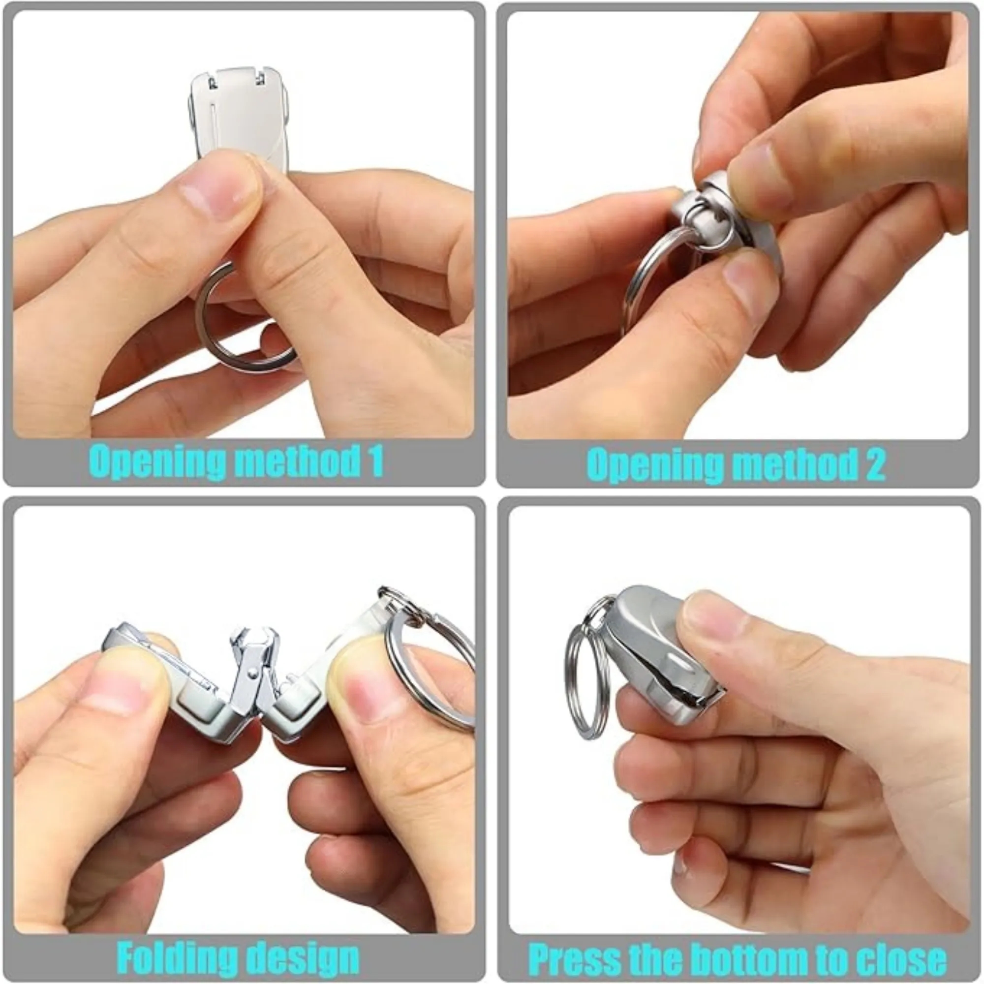 Portable Folding Mini Nail Stainless Steel Clippers Keychain 6