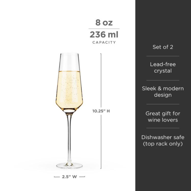Viski® Raye Angled Crystal Champagne Flute, set of 2 10