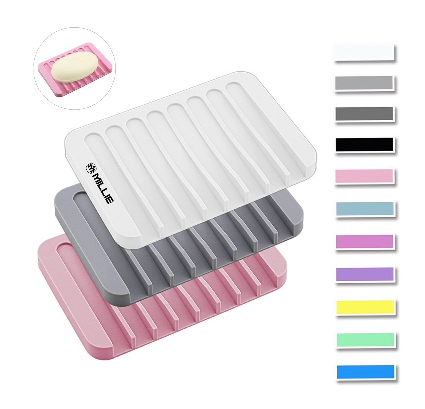 Pure Color Silicone Soap Dish 1