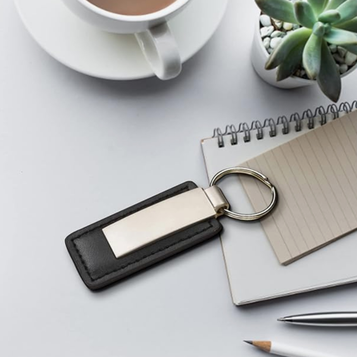 PU Leather and Metal Keychain with Custom Logo Engraving 2