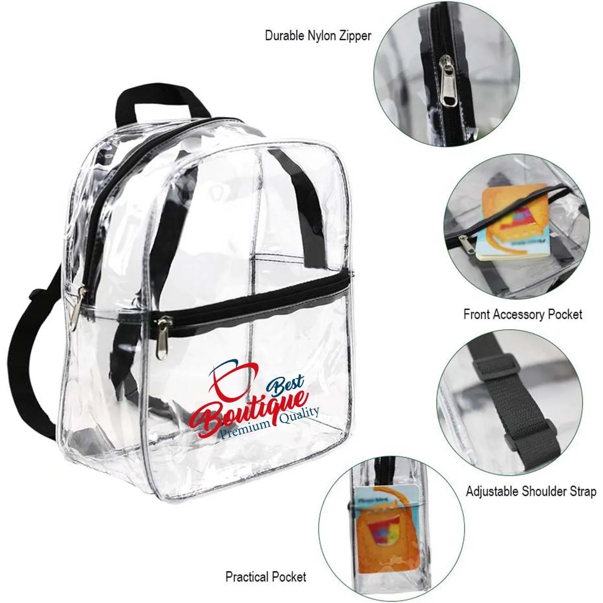 Unisex Stadium Approved Heavy Duty PVC Clear Mini Backpack 6
