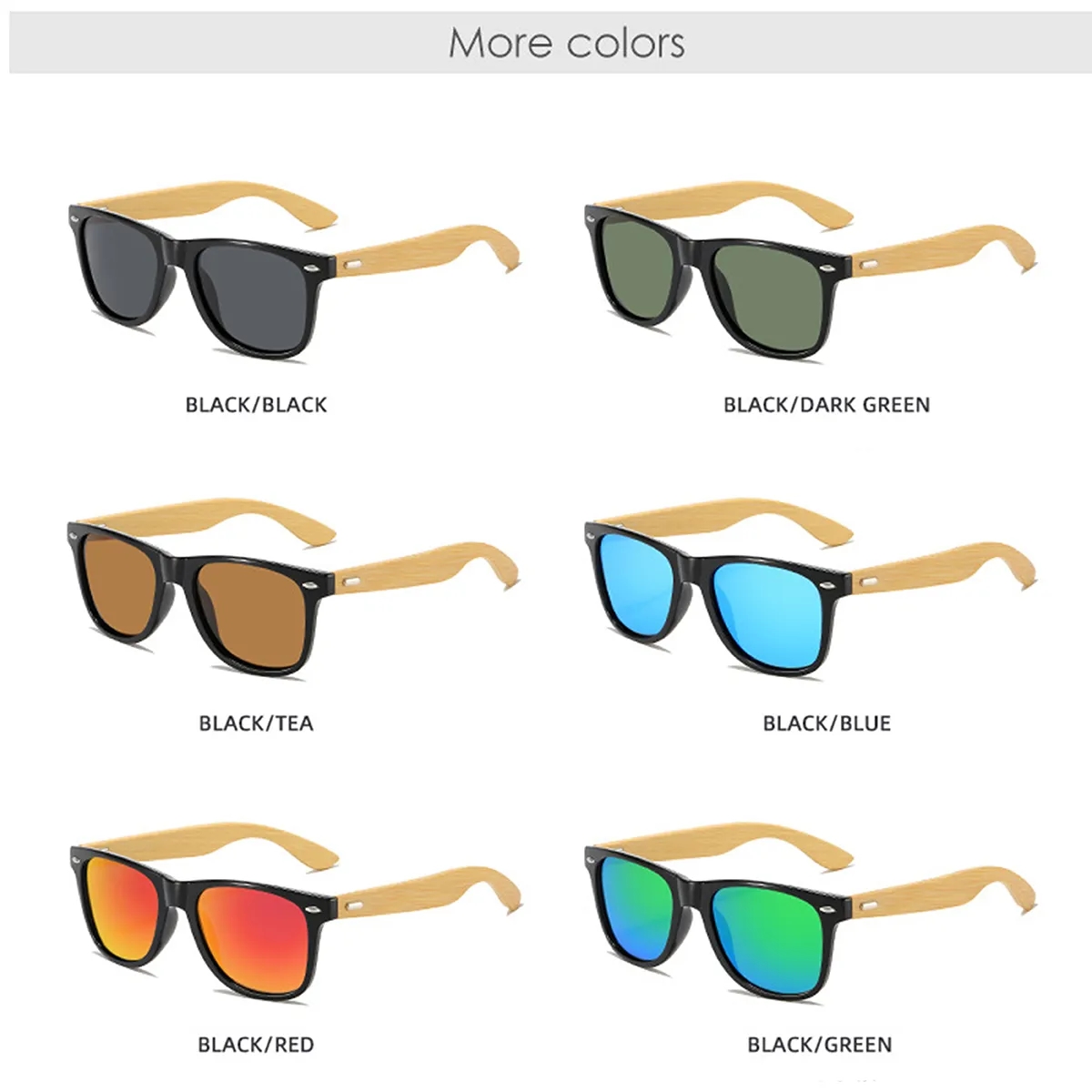 Bamboo Wooden Polarized Retro UV Protected Unisex Sunglasses 6