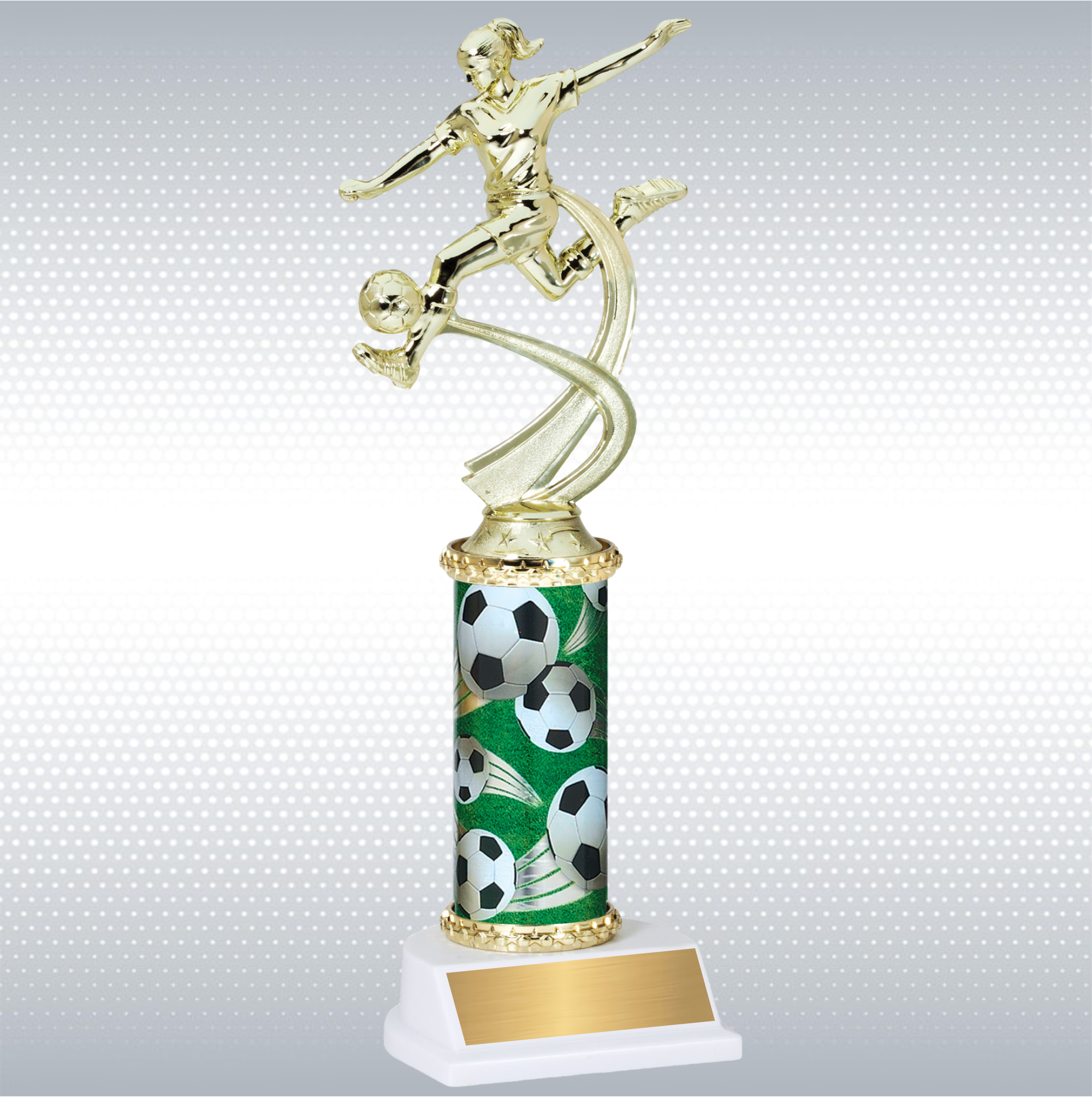Assembled Female Soccer Trophy w/ White Base 3