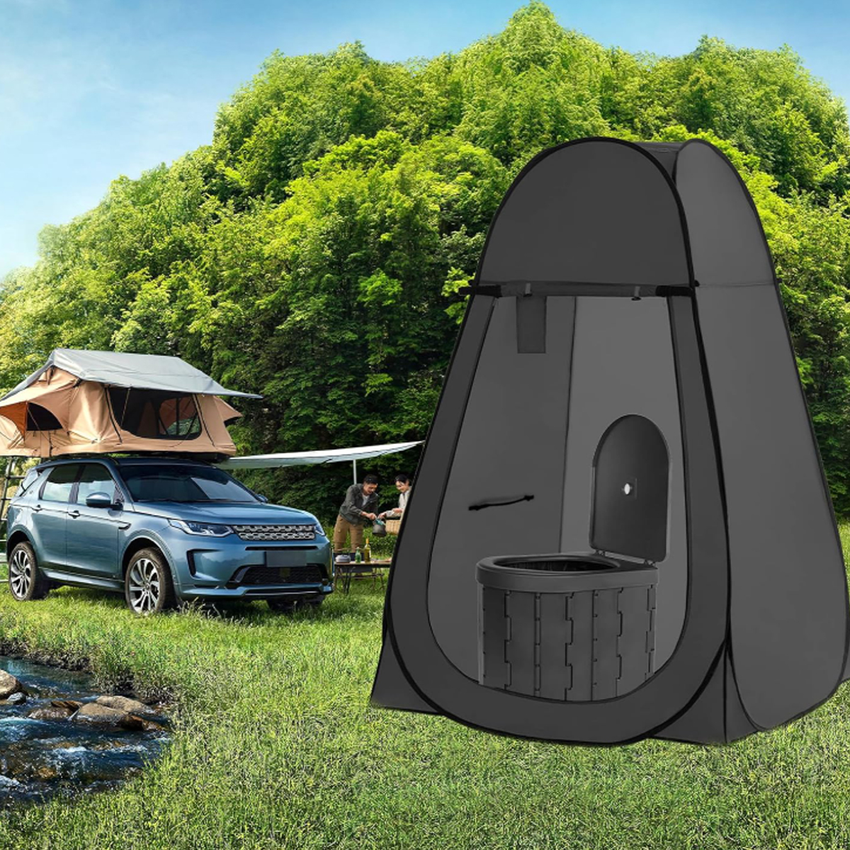 4ft Privacy Shelter Tent with Camping Toilet Set & Backpack 7