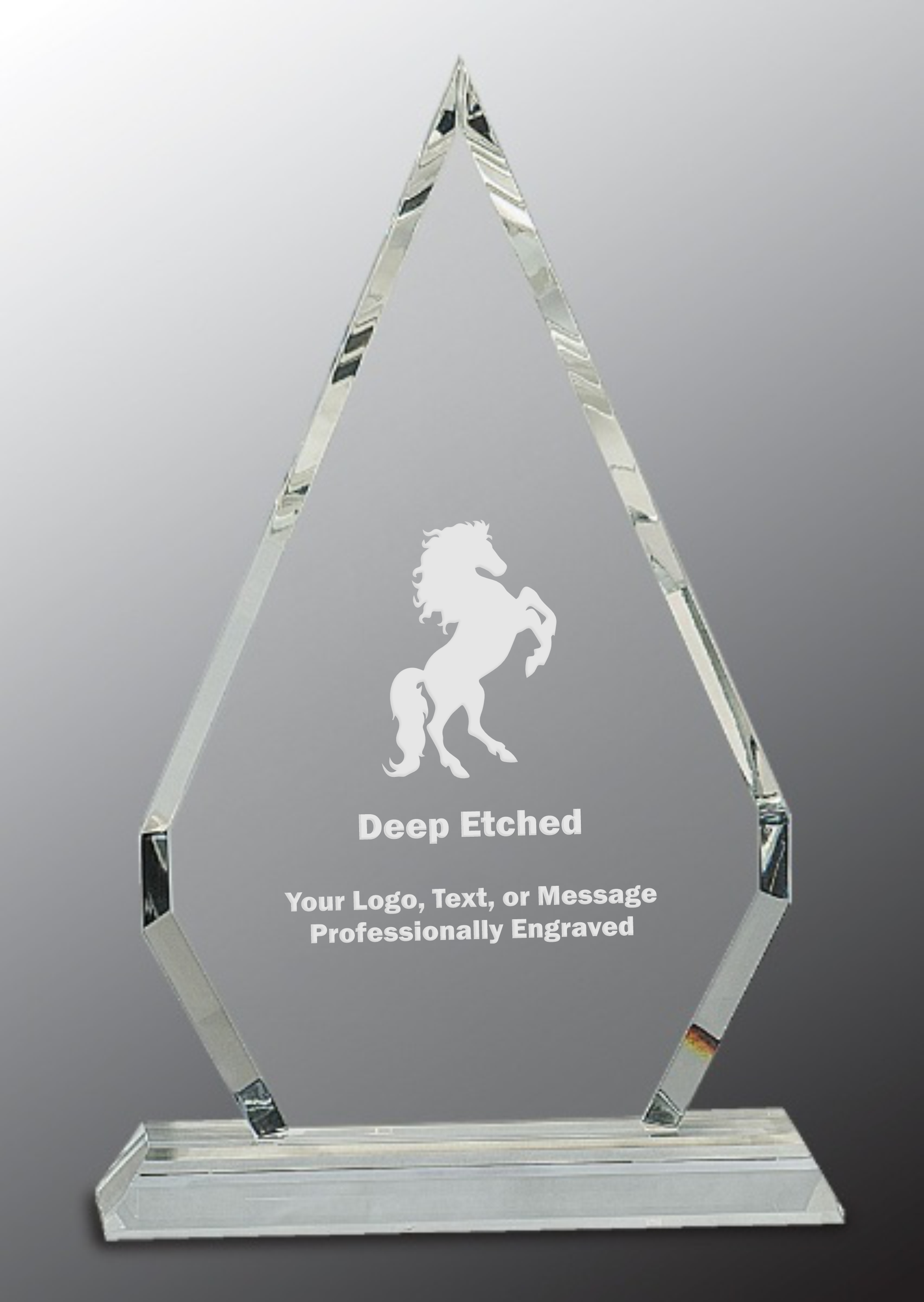 10 3/4" Crystal Diamond Award on Clear Pedestal Base
