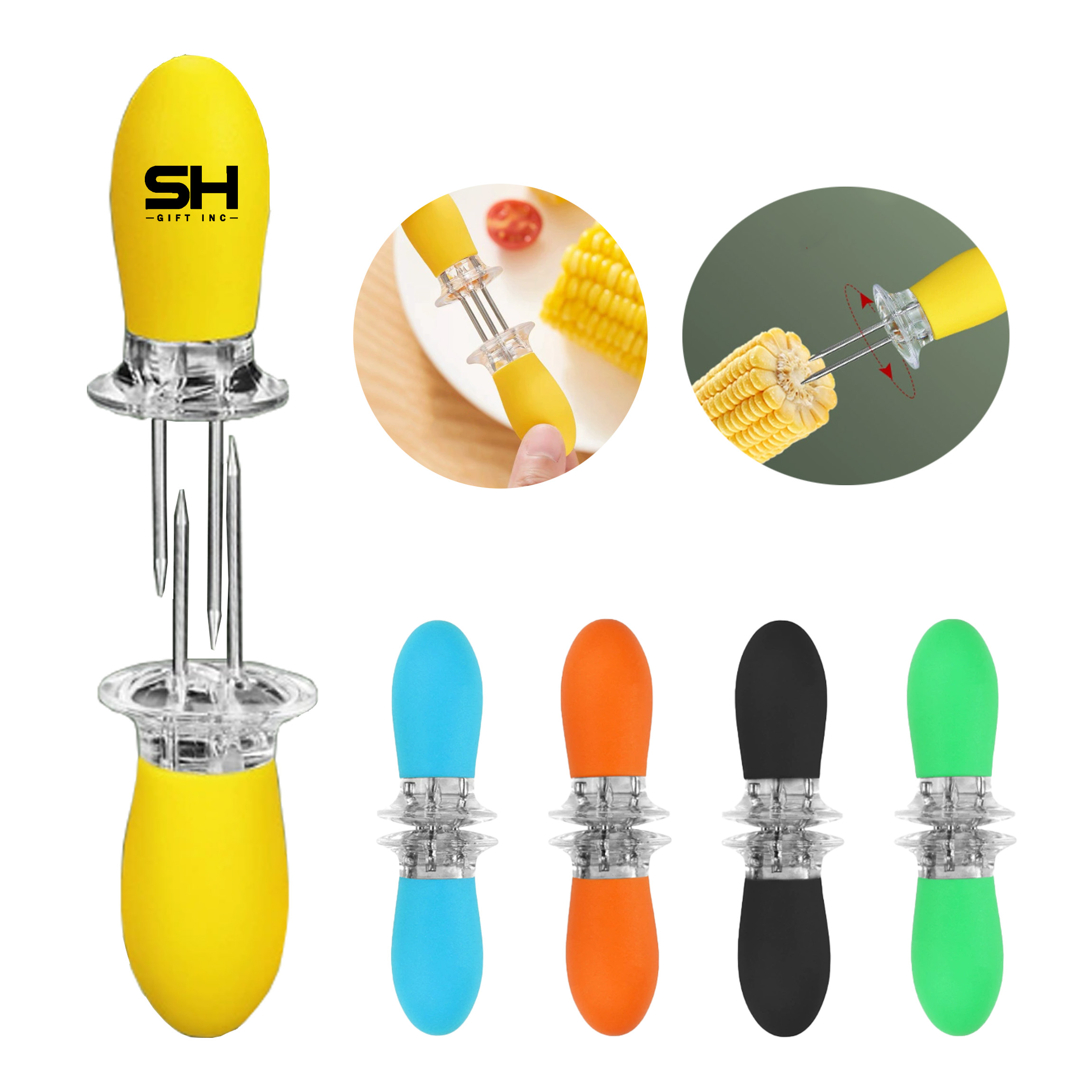 Stainless Steel Corn Cob Holders with Silicone Handle 6