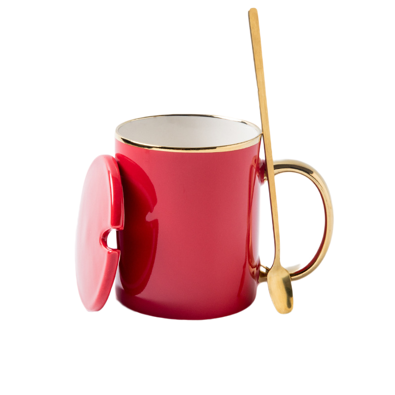 12 oz. Advertising Ceramic Coffee Mugs with Lid and Spoon 9