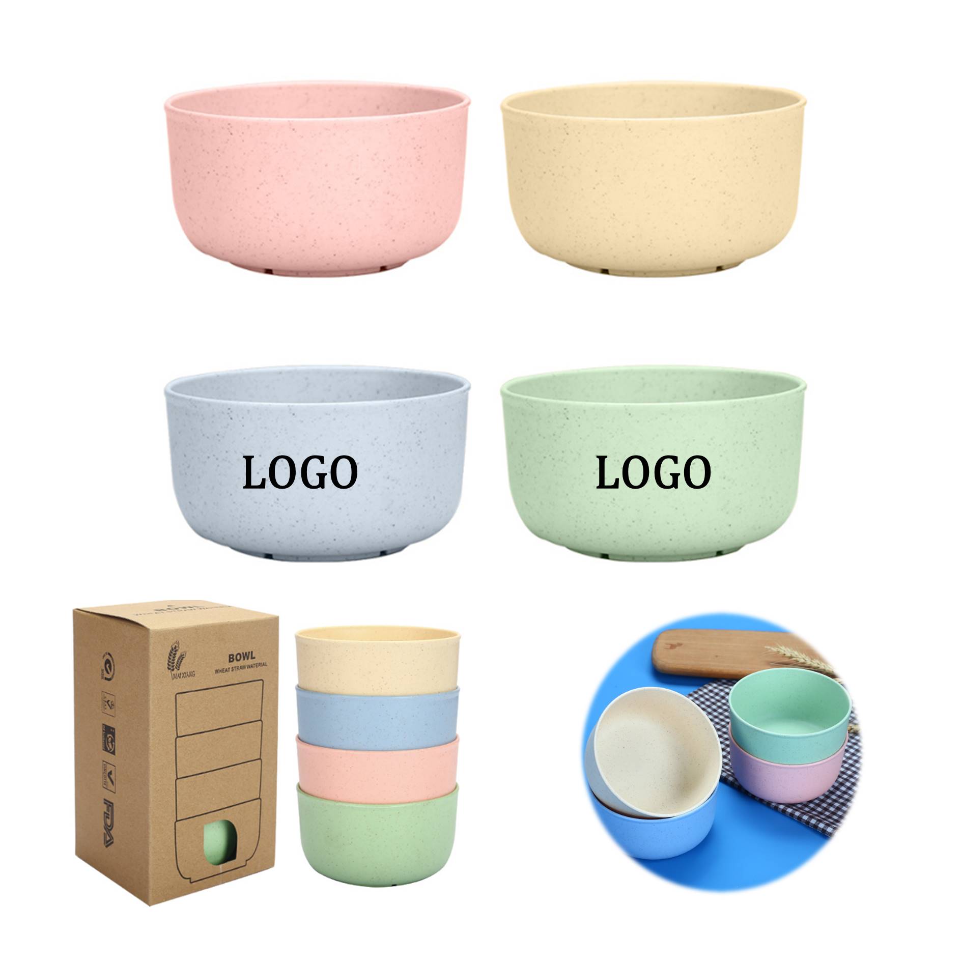 4Pcs Wheat Straw Cereal Bowls 2