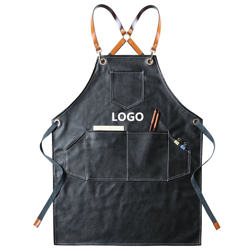 Custom PU Kitchen Apron with Large Pockets 4
