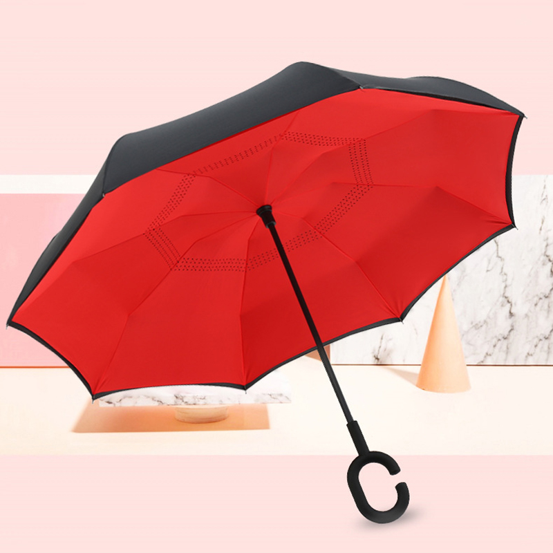 Double Layer Reverse Umbrella with C-Shaped Handle 8