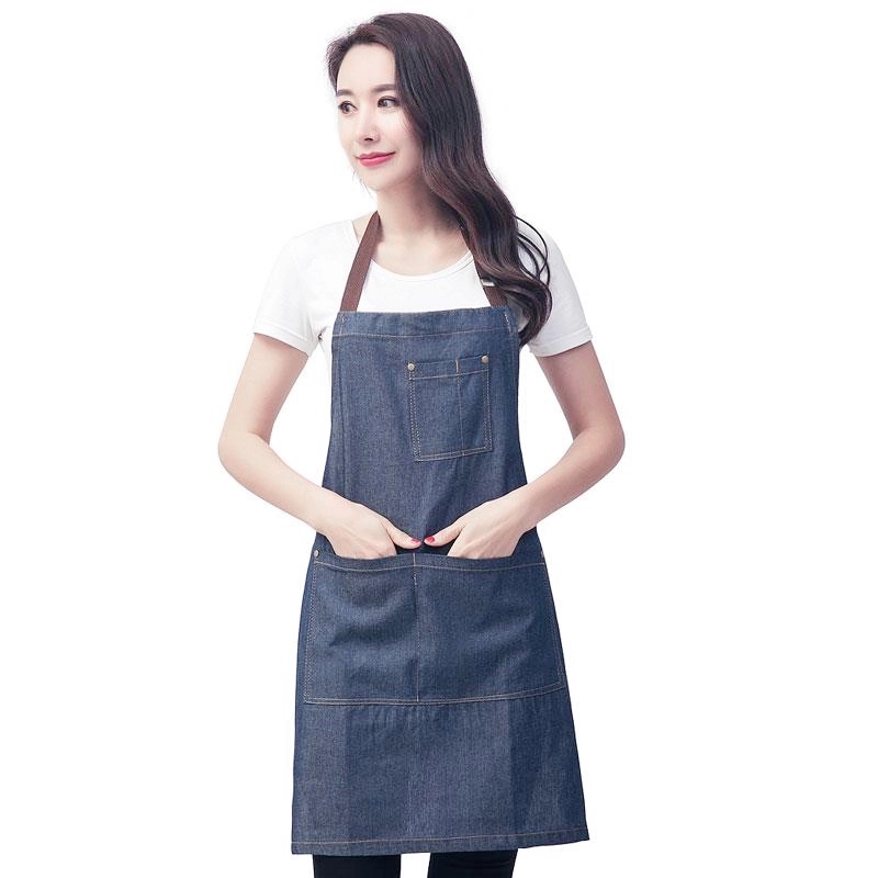 Unisex Adjustable Multi Pocket Denim Apron For Chef Kitchen 2