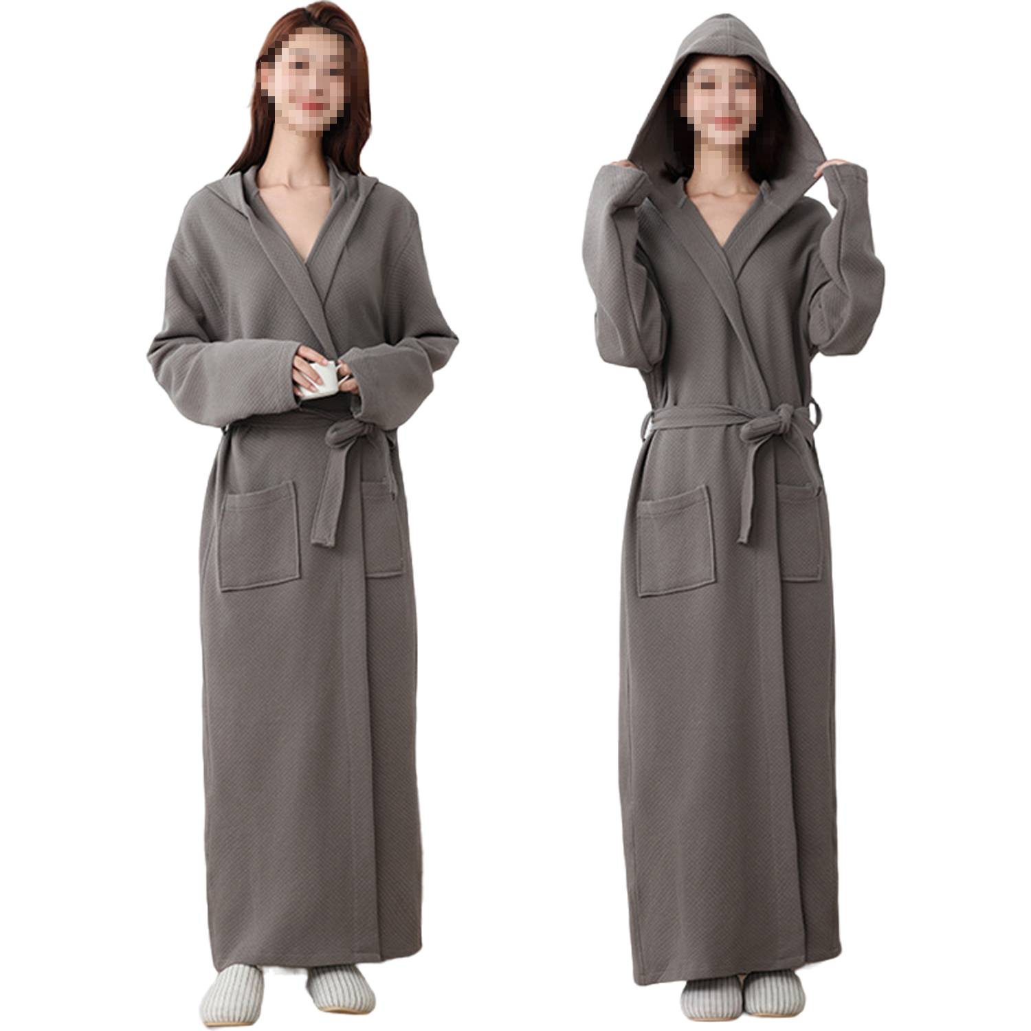 Women Hooded Cotton Bathrobe All-Season Long Robe 16