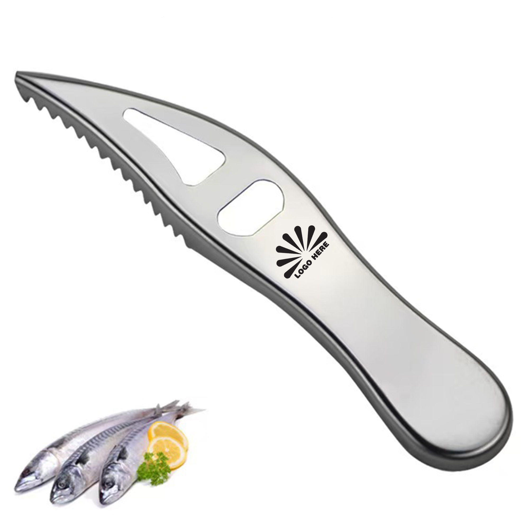 Custom-Logo Bottle Opener and Fish Scaler Tool 2