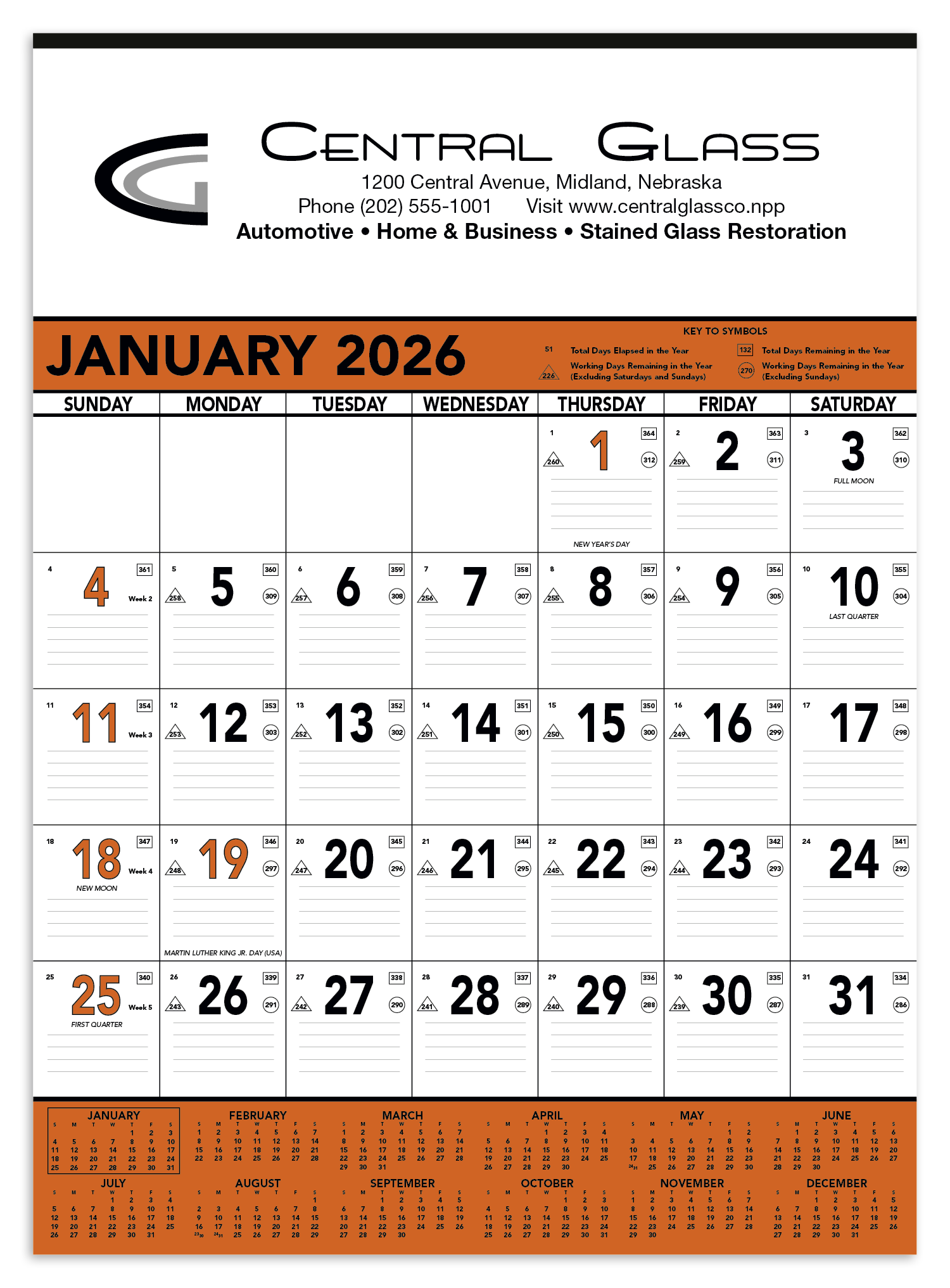 Triumph® Calendars Orange & Black Contractor Memo Calendar 5