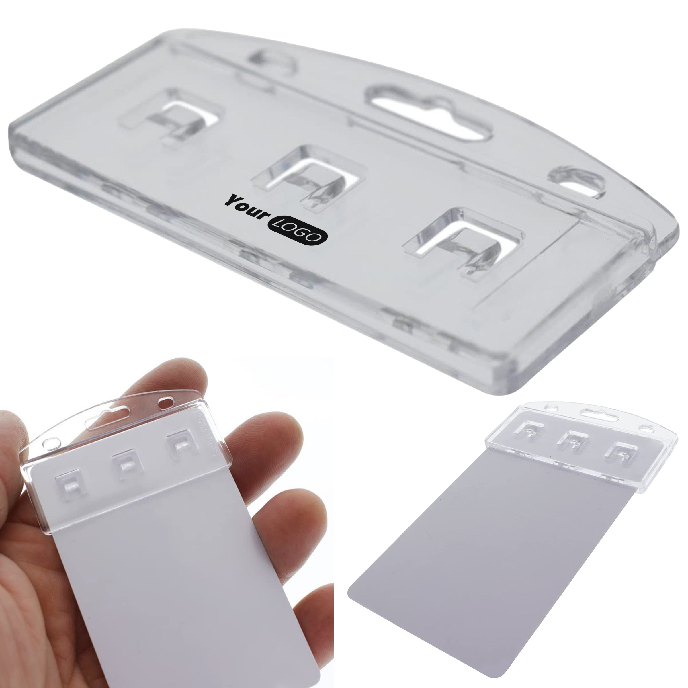 Plastic Translucent Frosted Id Card Holder Clip 4