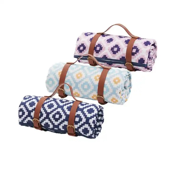 Warm Cotton Padded Bohemian Camping Picnic Blanket 4