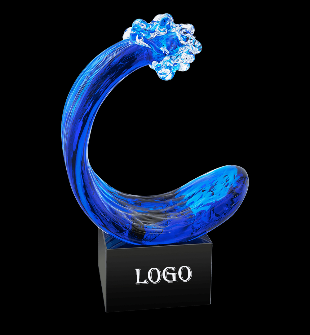 8 1/2" BLUE WAVE ART GLASS 5