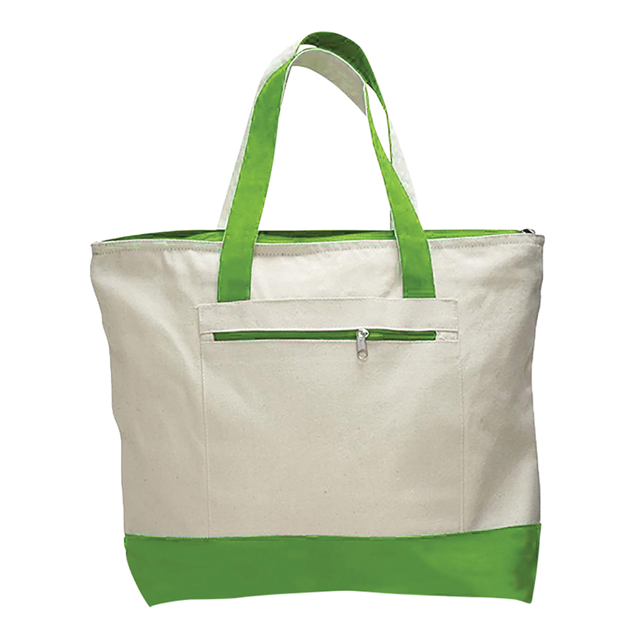 DailyMate Heavy Canvas Zipper Tote Bag with Color Handles, custom tote bag with logo imprint 4