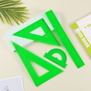 4 Pieces Ruler Set Includes 12 Inch Straight Ruler Triangle Ruler and Protractor 1