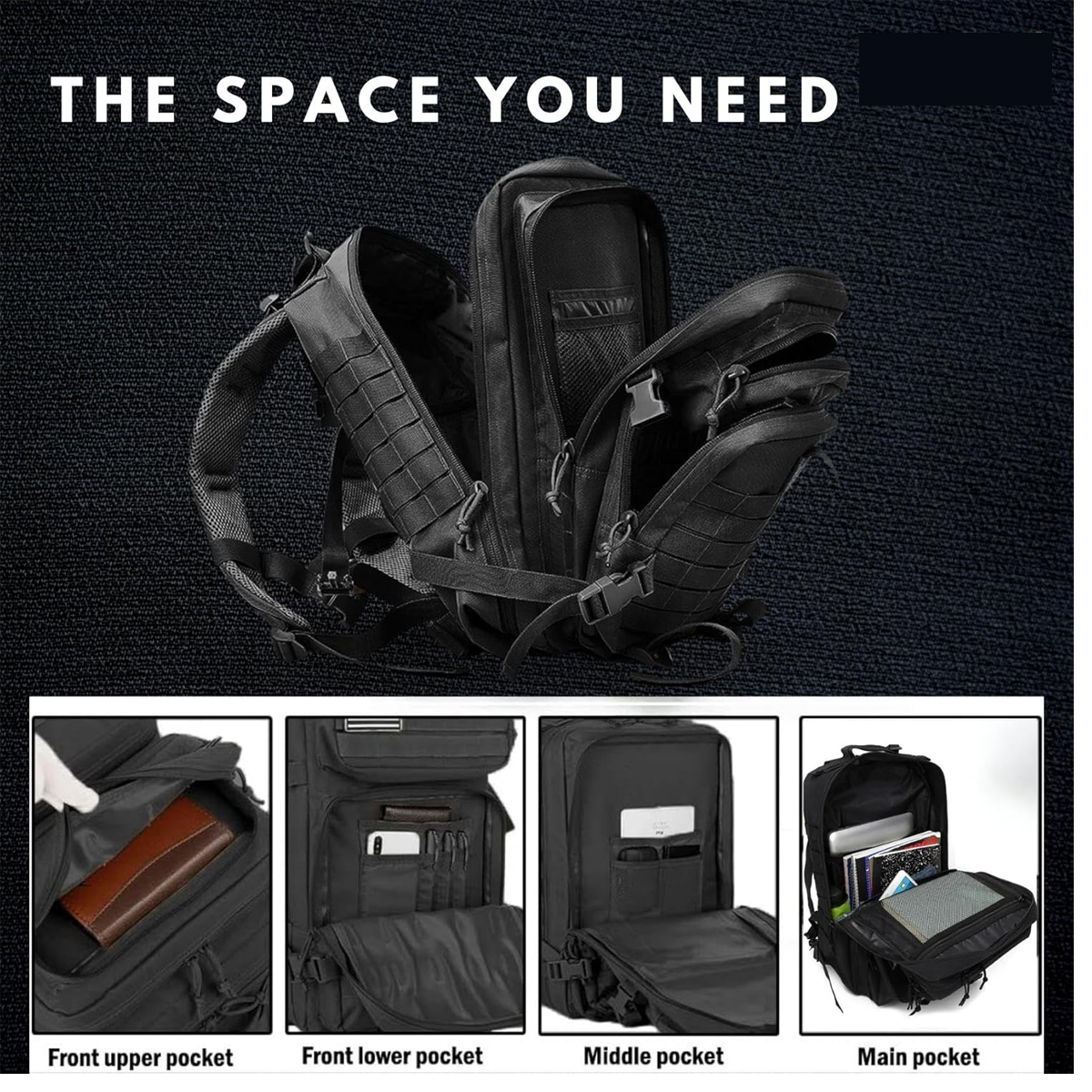 45L Military Tactical Backpack Large Army 3 Day Assault Pack Carryon 5