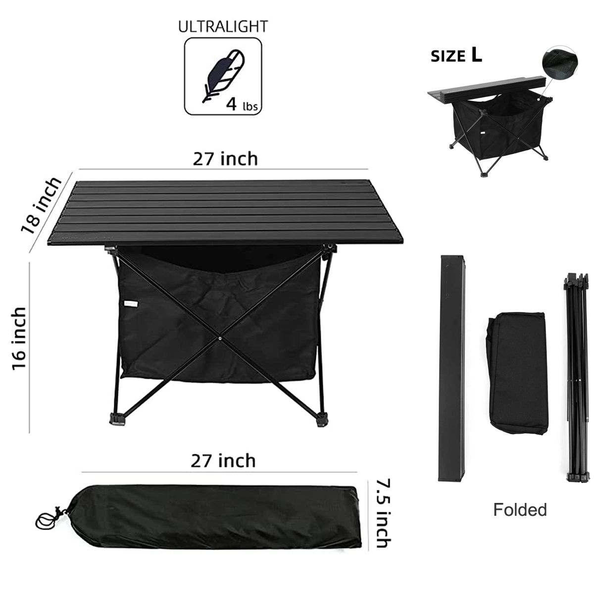 Folding Ultralight Aluminum Camping Table With Storage Bag 4