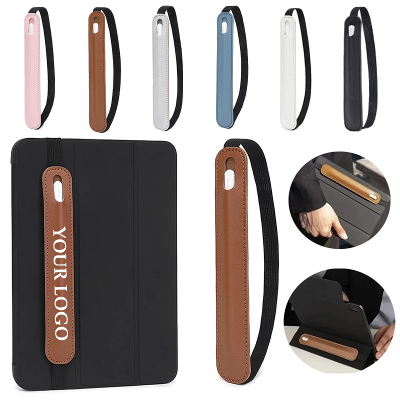 Adjustable Pen Holder for Notebook Elastic Strap Band PU Leather Pen Sleeve Pouch 3