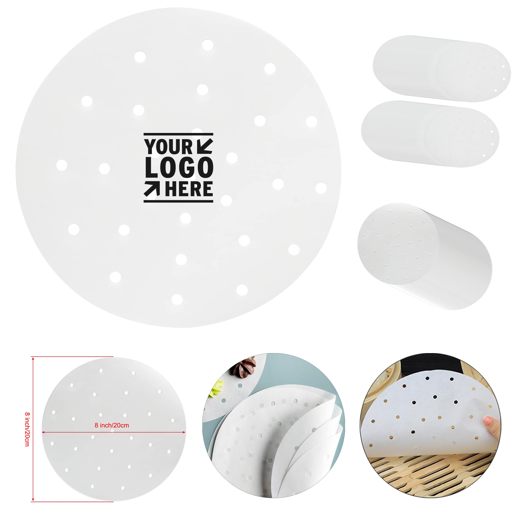 Dumpling Bamboo Steamer Paper 10 Inch Basket Liner With Hole 2