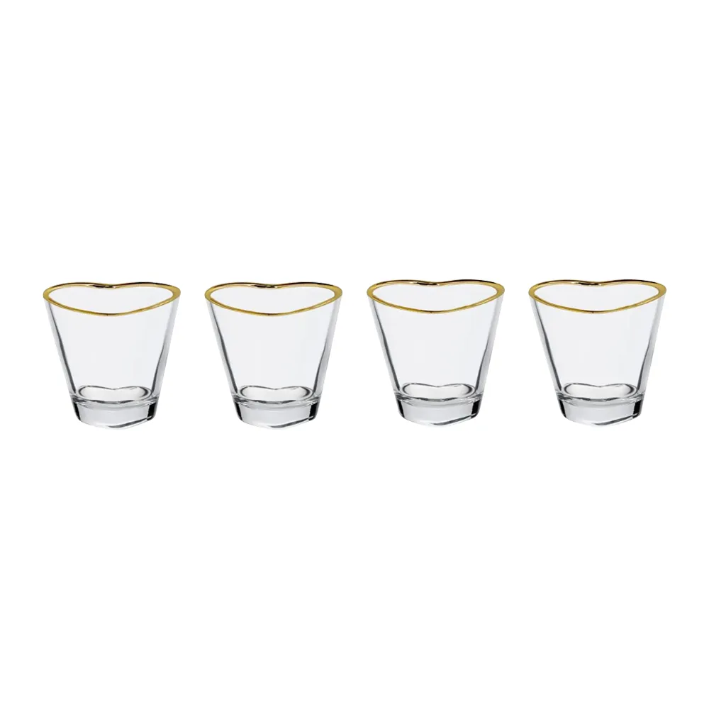 2oz. Gold Rimmed Heart-Shaped Shot Glass 9