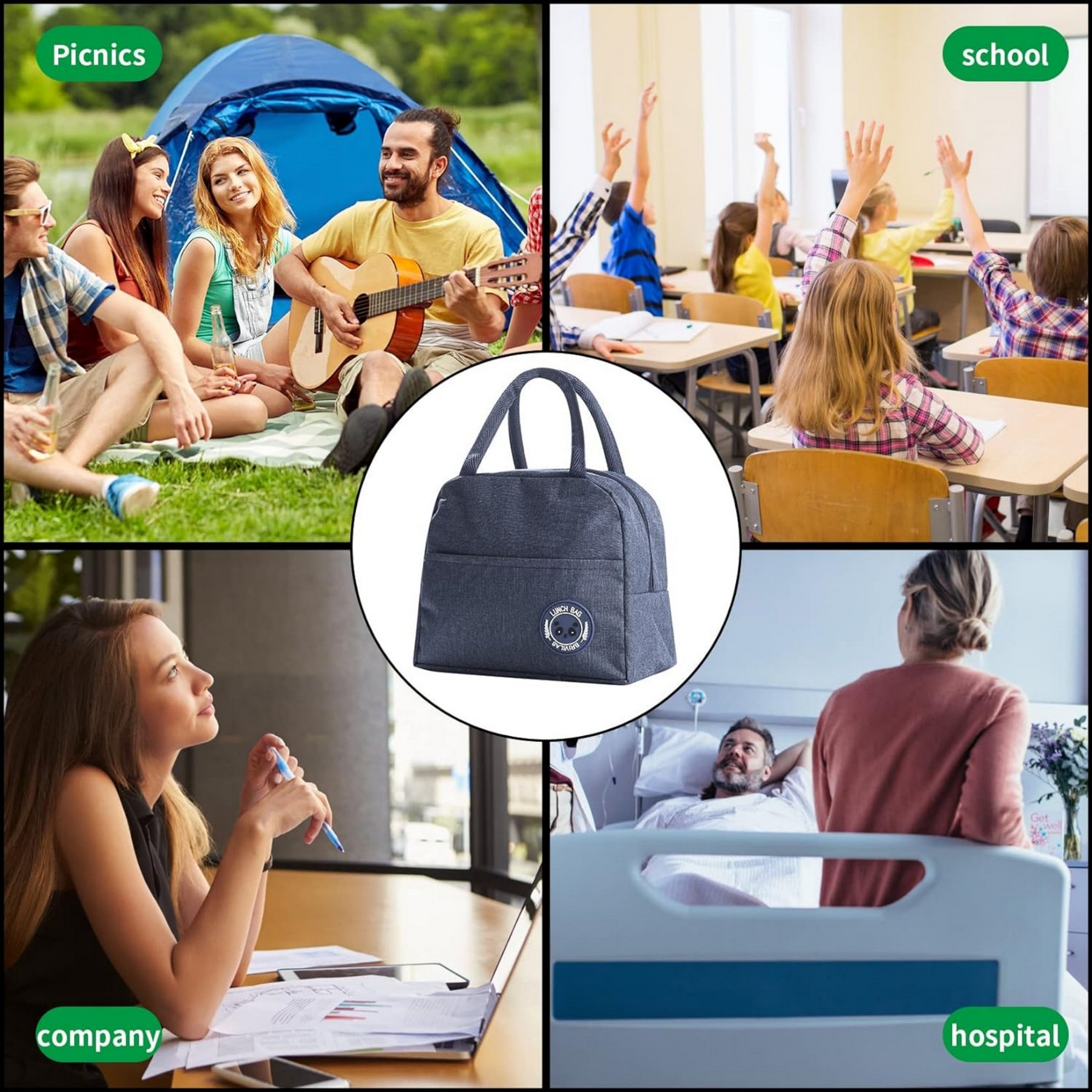 Reusable Insulated Lunch Bag with Pocket 5