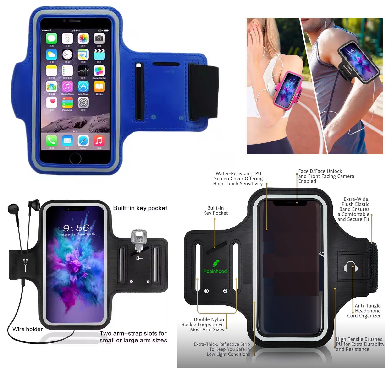 iBank ® Running Sport Armband compatible with iPhone 17,16,15 & Galaxy phones 1