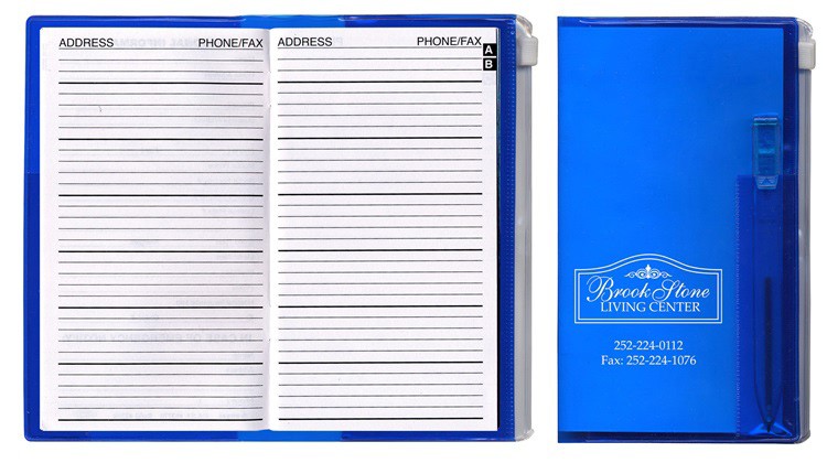 Address Book w/ Zip Back Planner & Clear Pen - Translucent Color Cover 5