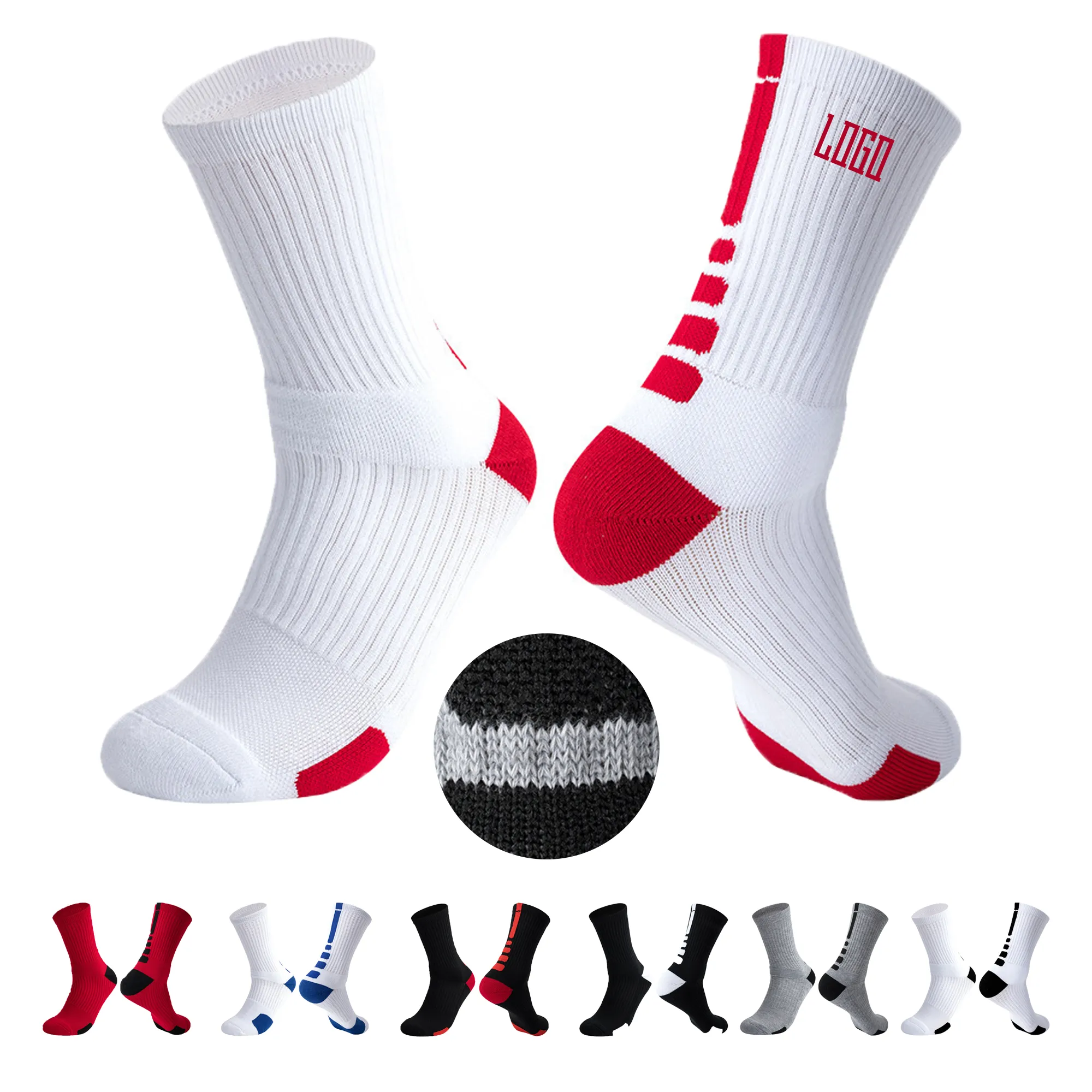MOQ 50 Towel Bottom Elite Basketball Crew Socks 8