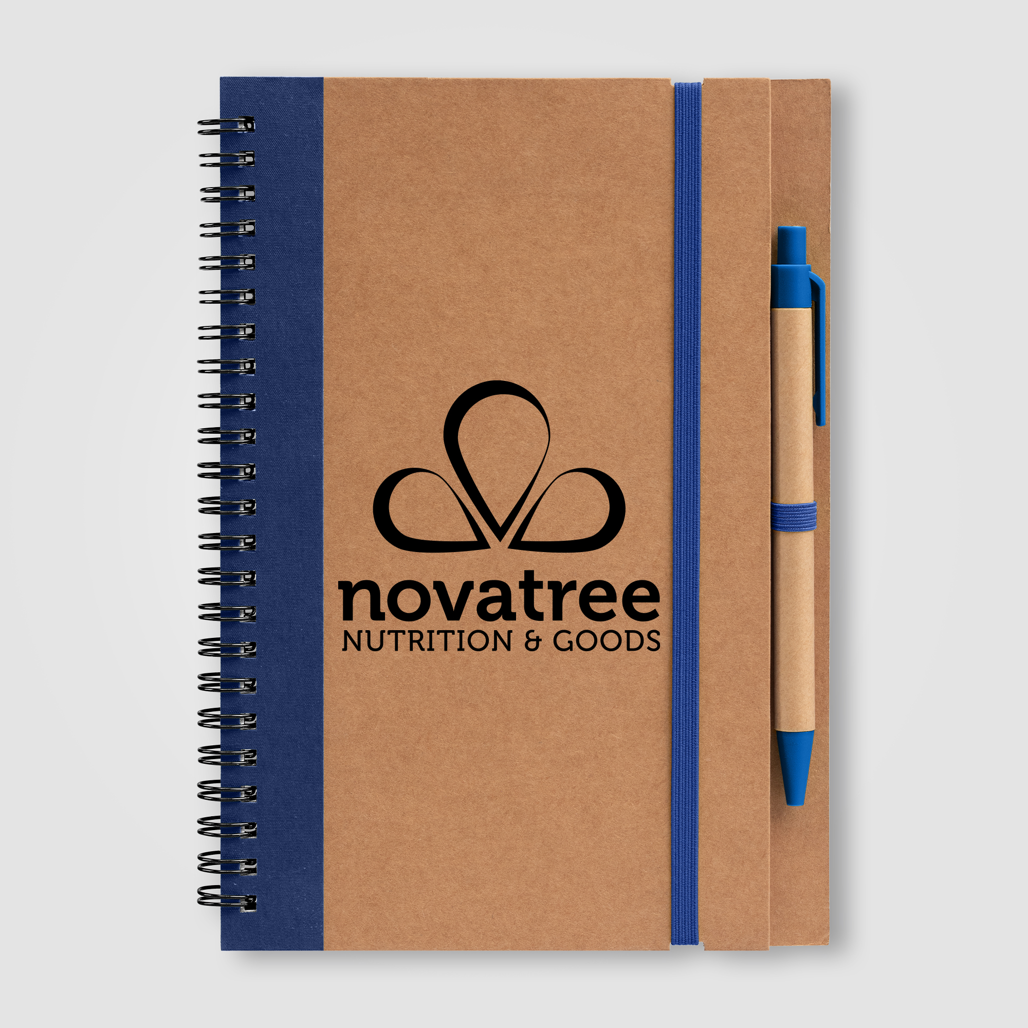 Kraft Hard Cover Spiral Notebook with Pen 22