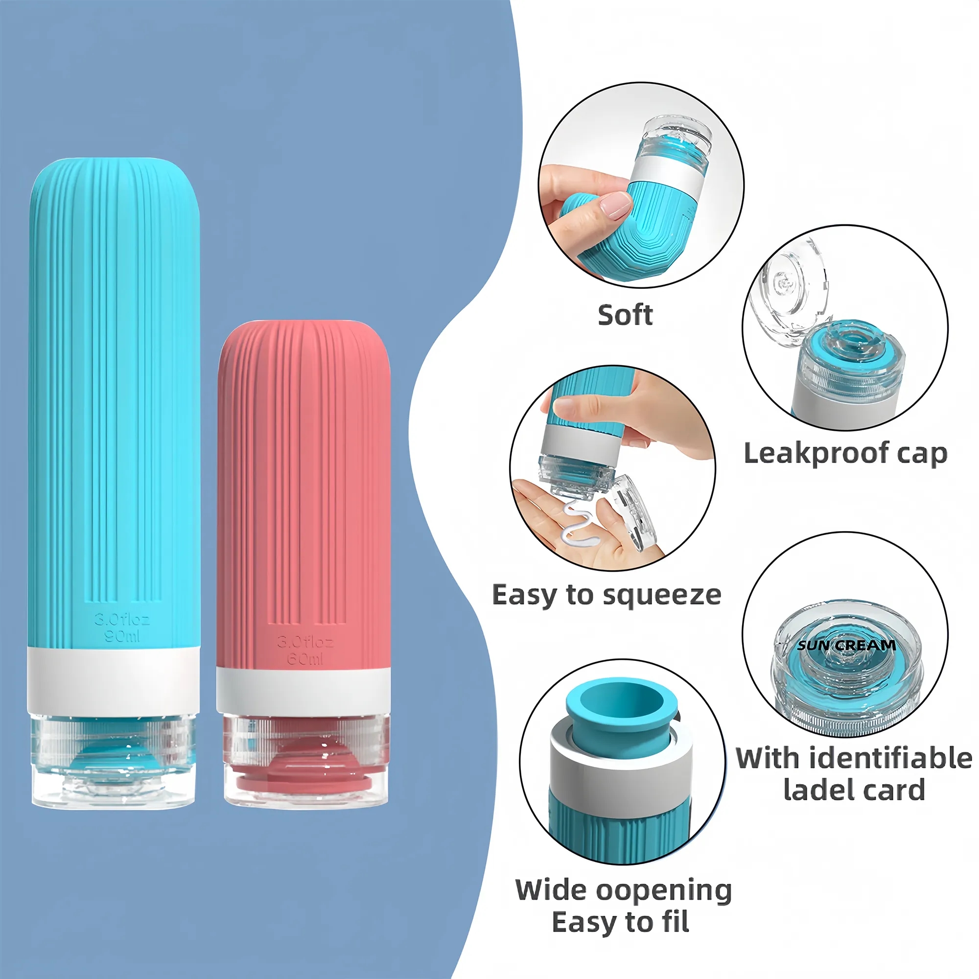 Portable Silicone Travel Bottle Set 3