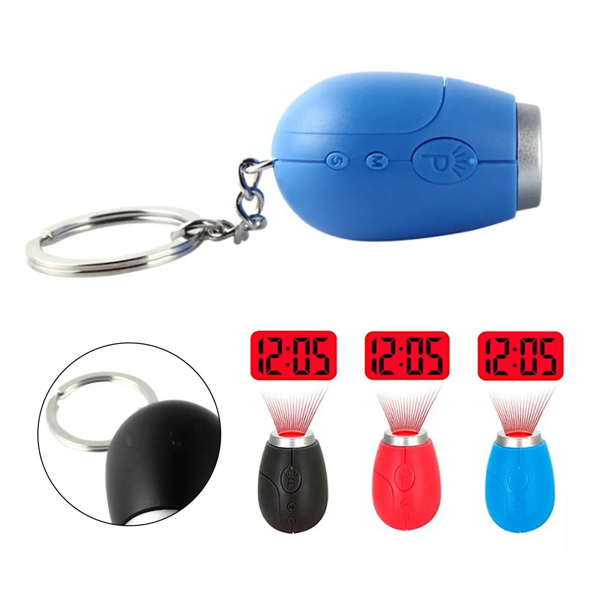 Portable LED Projection Clock Keychain With Time Display 5
