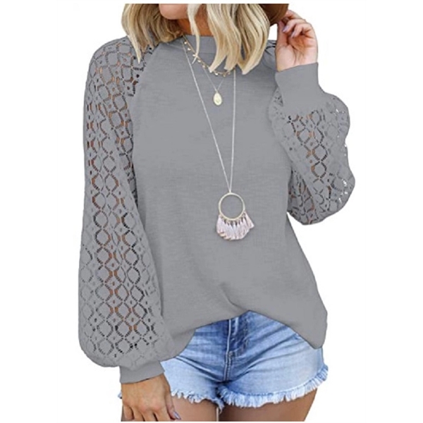 Women's Long Sleeve Tops Lace Casual Loose Blouses T Shirts 13