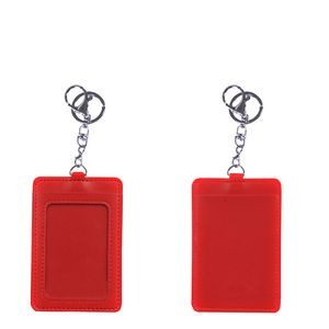 PU Leather 2 Pockets Card Holder Key Chain 16