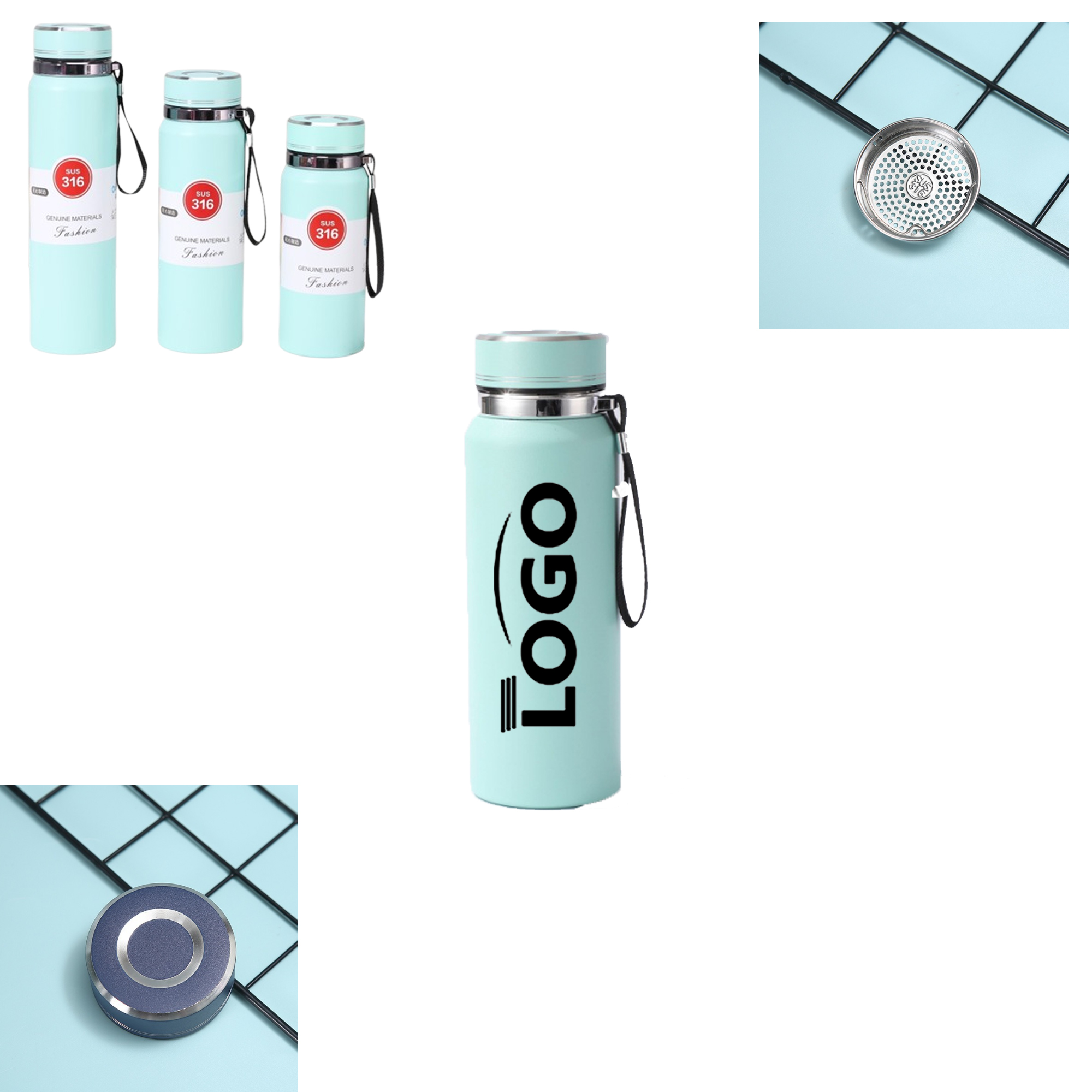 Custom Logo Portable Travel 316 Stainless Steel Thermos Cup, custom water bottle with logo imprint 3