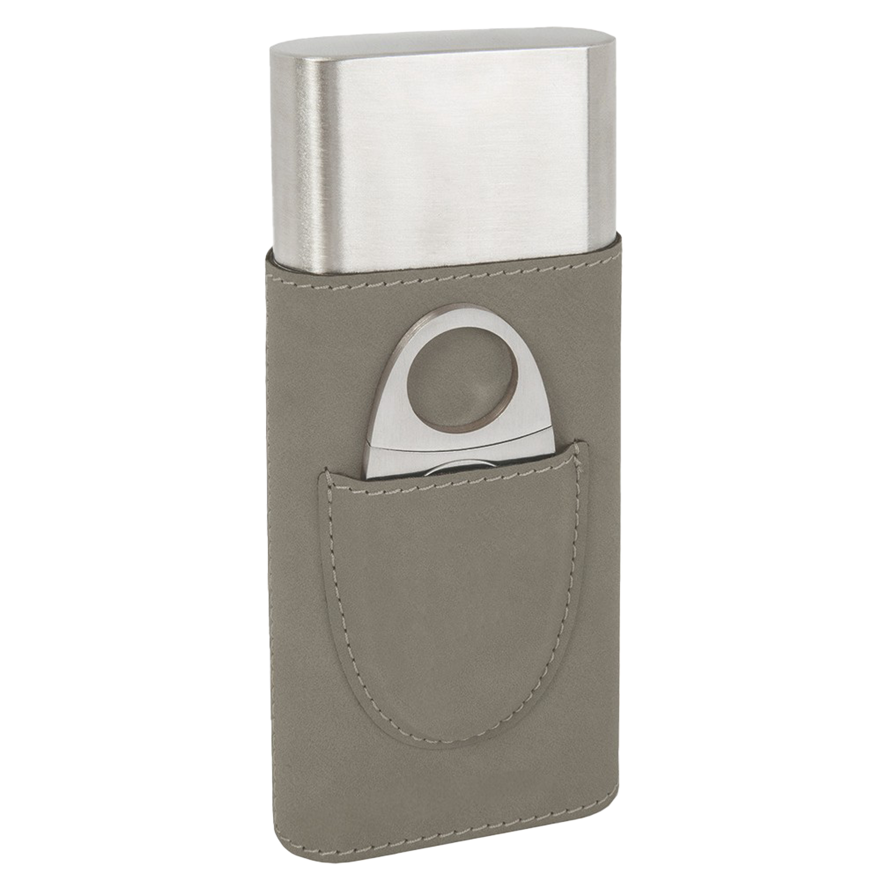 Gray Leatherette Cigar Case w/ Cutter 4