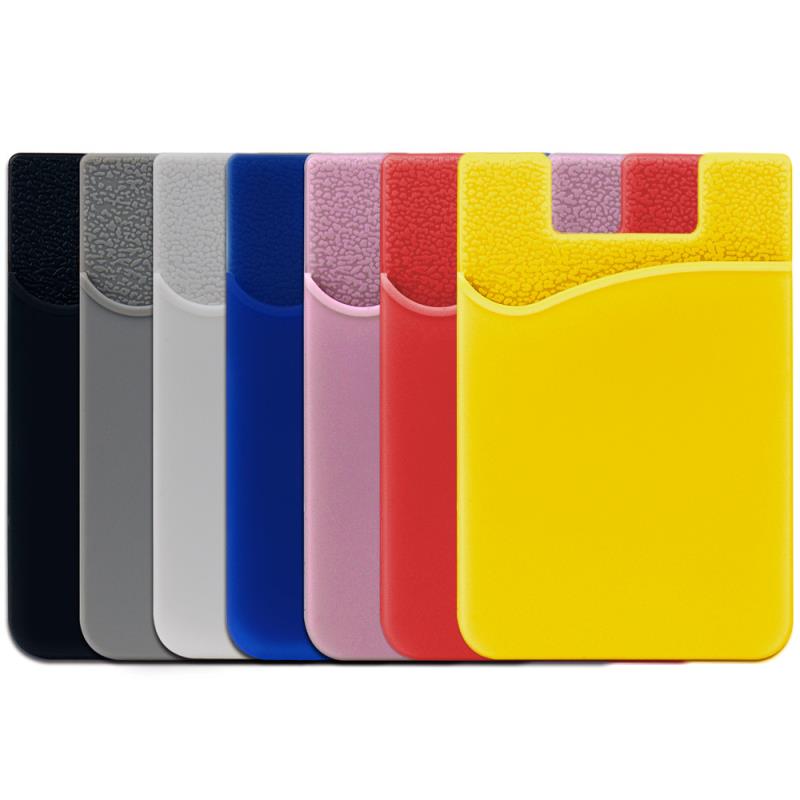 Custom Logo Printing Adhesive Sticker Silicone Wallet For Phone with Card Holder Pocket 4