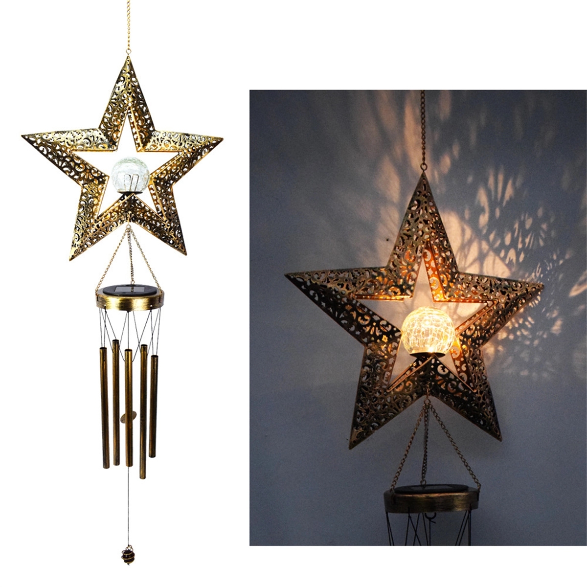 LED Lights Wind Chimes with Solar Moon Chandelier 2