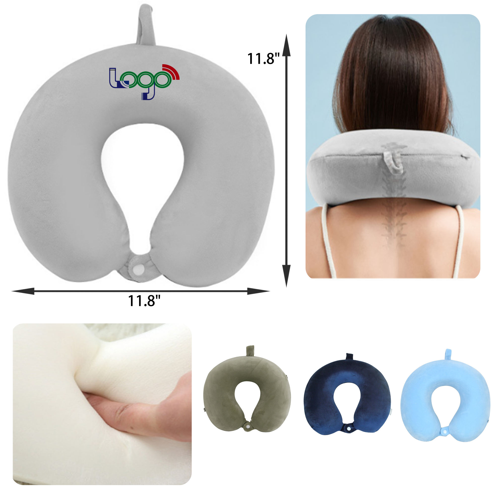 MOQ 50 PCS Supportive Memory Foam U Shaped Neck Pillow 16