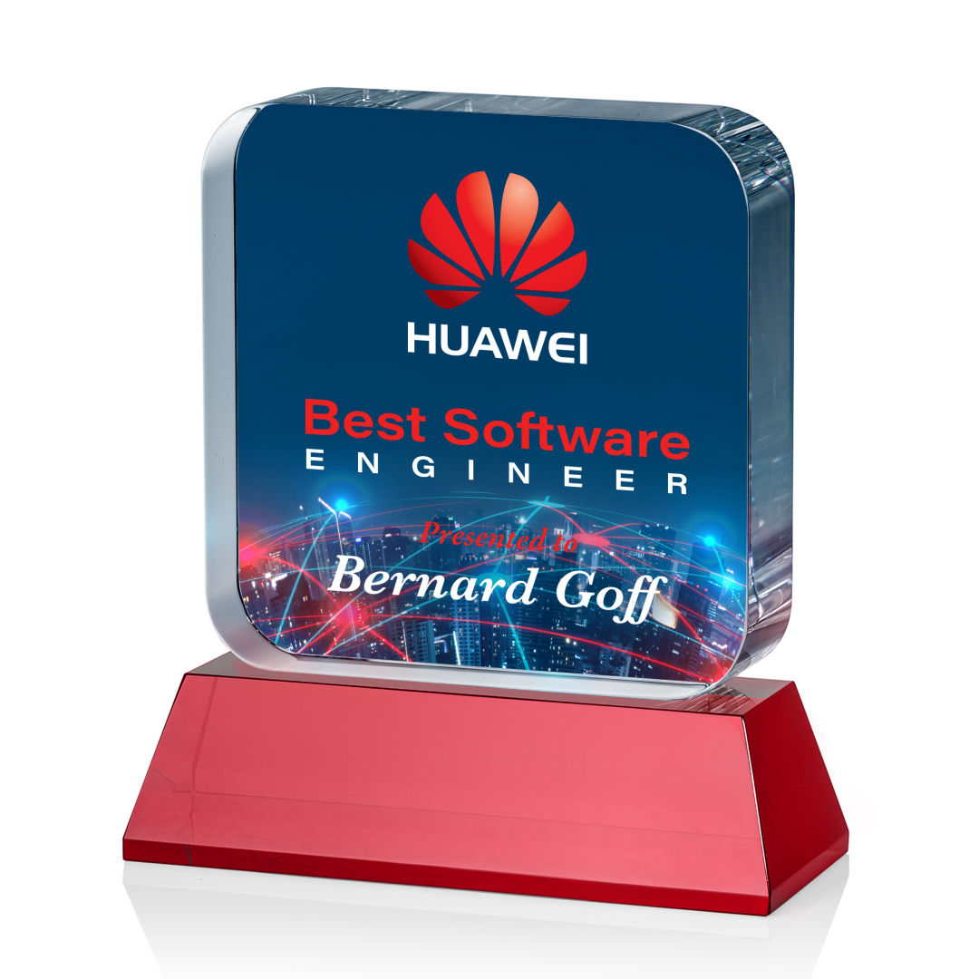 Flamborough VividPrint™ Award on Base - Red 3